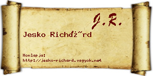 Jesko Richárd névjegykártya